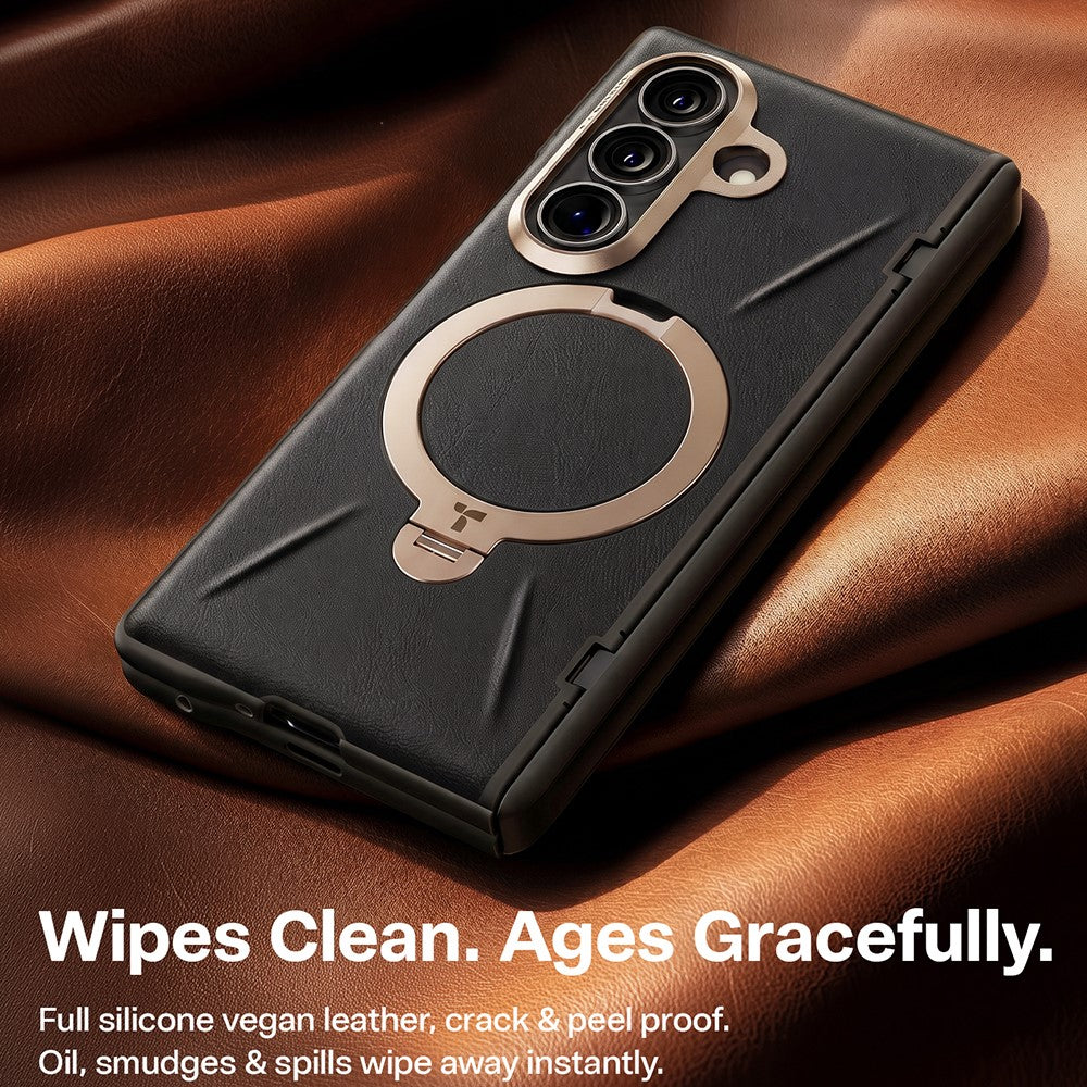 TORRAS Ostand Spin VegSkin Series for Samsung Galaxy Z Fold8 Magnetic Case with 2Pcs Tempered Glass Film Kickstand Phone Cover