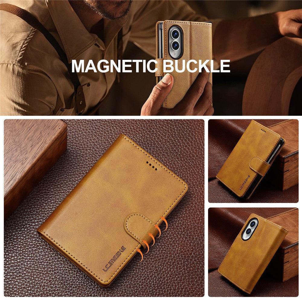 LC.IMEEKE for Samsung Galaxy Z Fold8 Case Wallet Calf Texture Leather Phone Cover