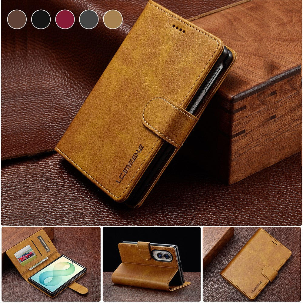 LC.IMEEKE for Samsung Galaxy Z Fold8 Case Wallet Calf Texture Leather Phone Cover