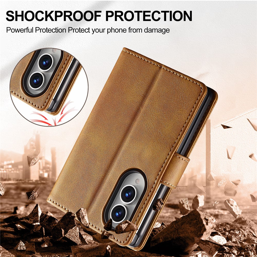LC.IMEEKE for Samsung Galaxy Z Fold8 Case Wallet Calf Texture Leather Phone Cover