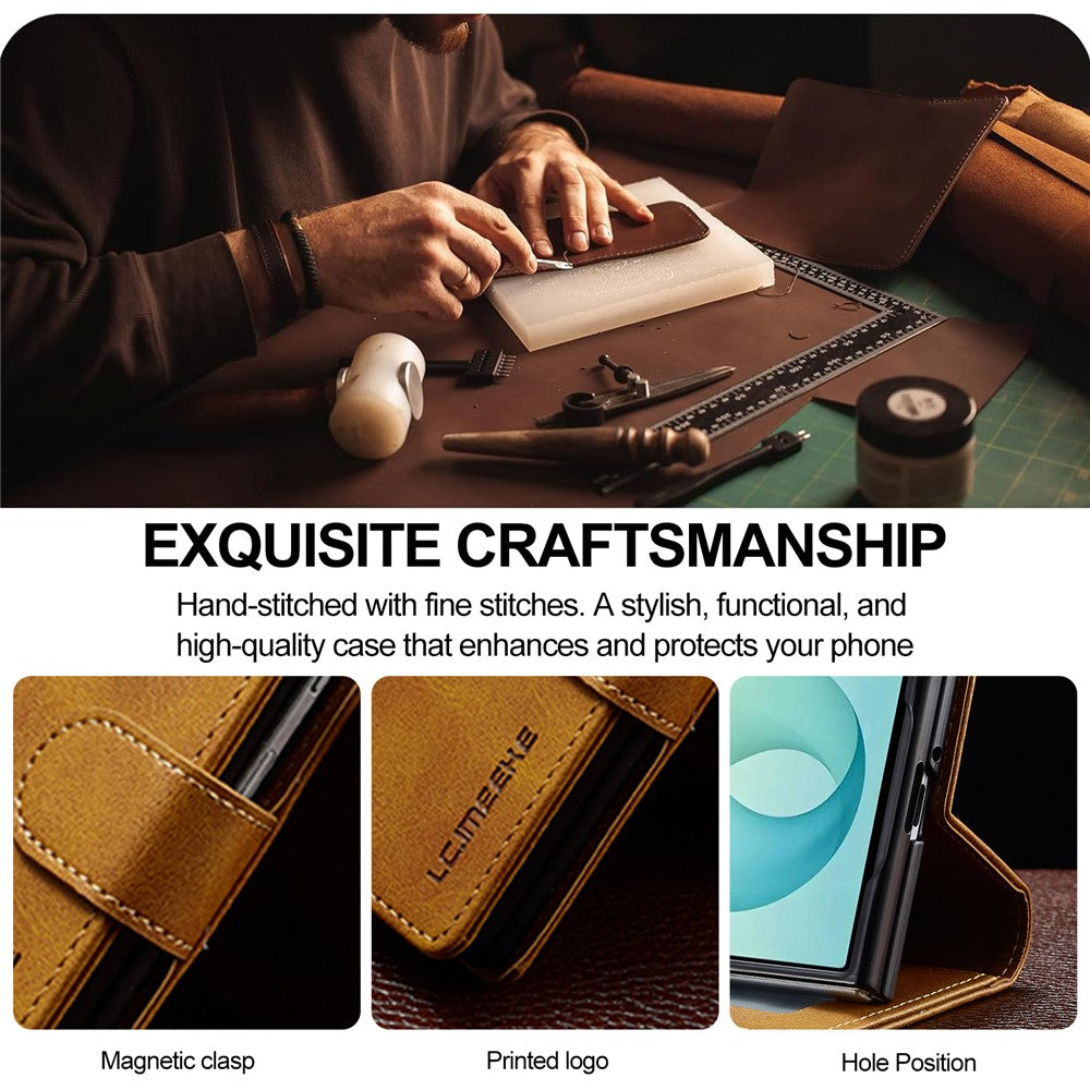 LC.IMEEKE for Samsung Galaxy Z Fold8 Case Wallet Calf Texture Leather Phone Cover
