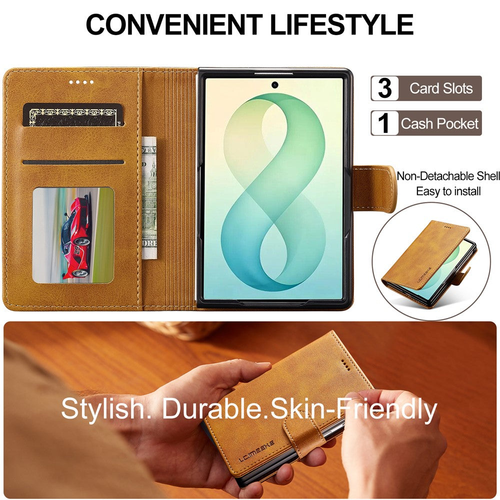 LC.IMEEKE for Samsung Galaxy Z Fold8 Case Wallet Calf Texture Leather Phone Cover