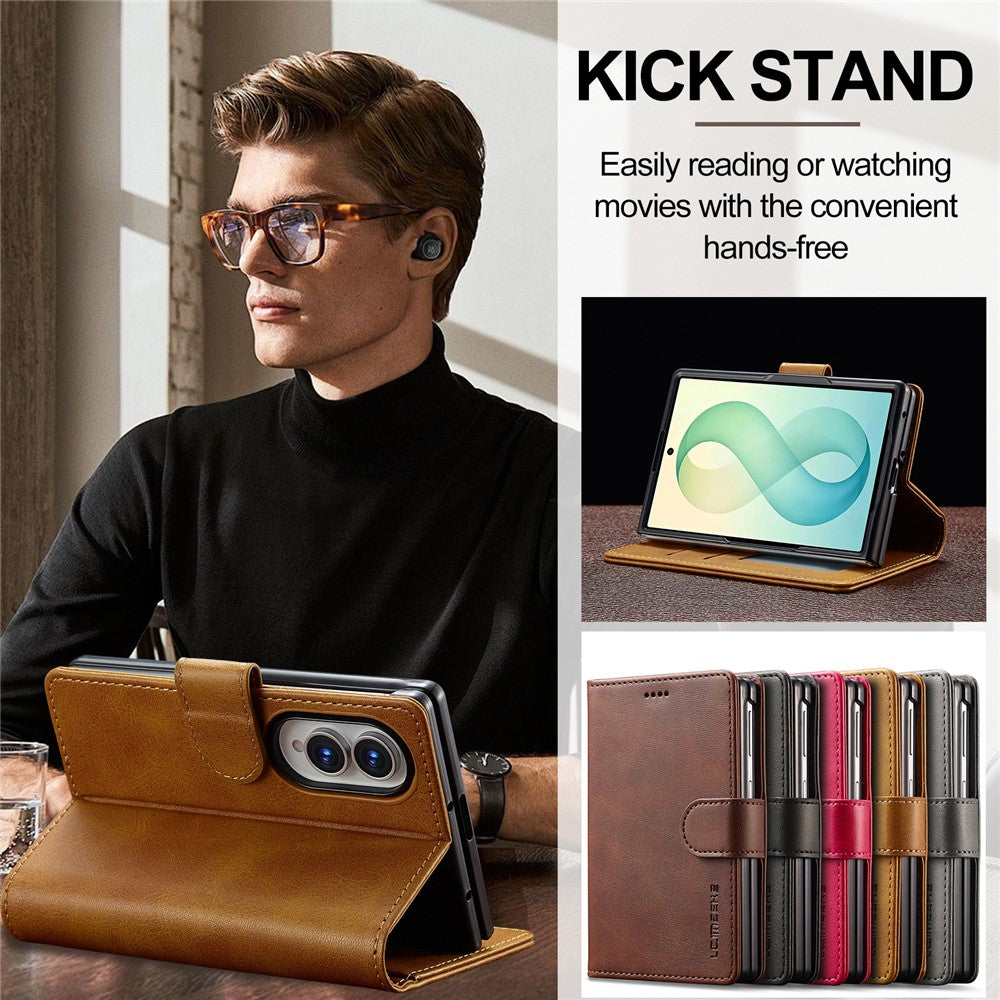 LC.IMEEKE for Samsung Galaxy Z Fold8 Case Wallet Calf Texture Leather Phone Cover