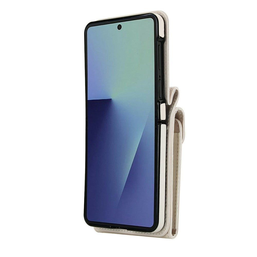 For Samsung Galaxy Z Flip8 Case Litchi Texture PU Leather + TPU Phone Cover with Shoulder Strap