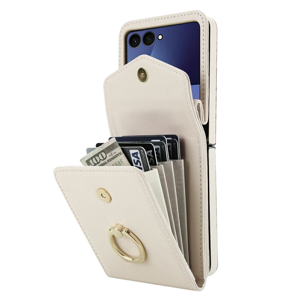 For Samsung Galaxy Z Flip8 Case Litchi Texture PU Leather + TPU Phone Cover with Shoulder Strap