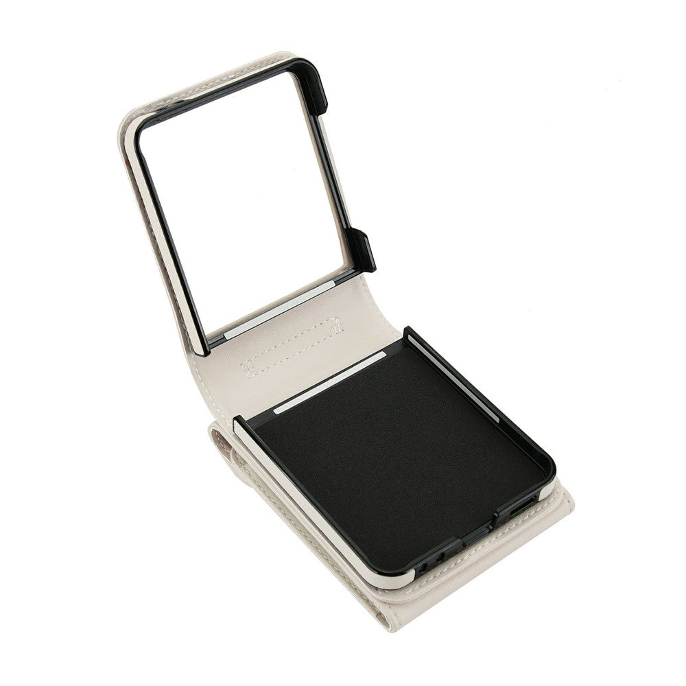 For Samsung Galaxy Z Flip8 Case Litchi Texture PU Leather + TPU Phone Cover with Shoulder Strap