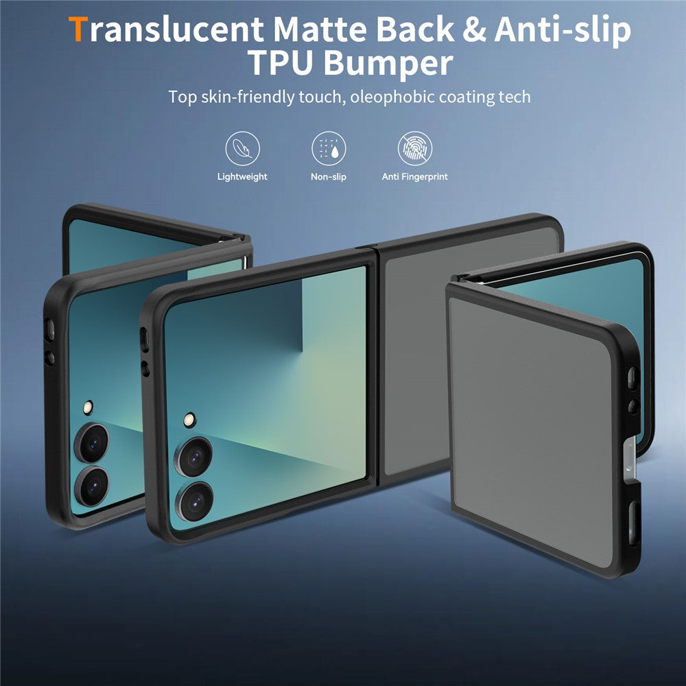 For Samsung Galaxy Z Flip8 Case TPU + Acrylic Skin-Feel Phone Cover with 2Pcs Outer Screen Tempered Glass Film + 2Pcs Inner Screen Hydrogel Film