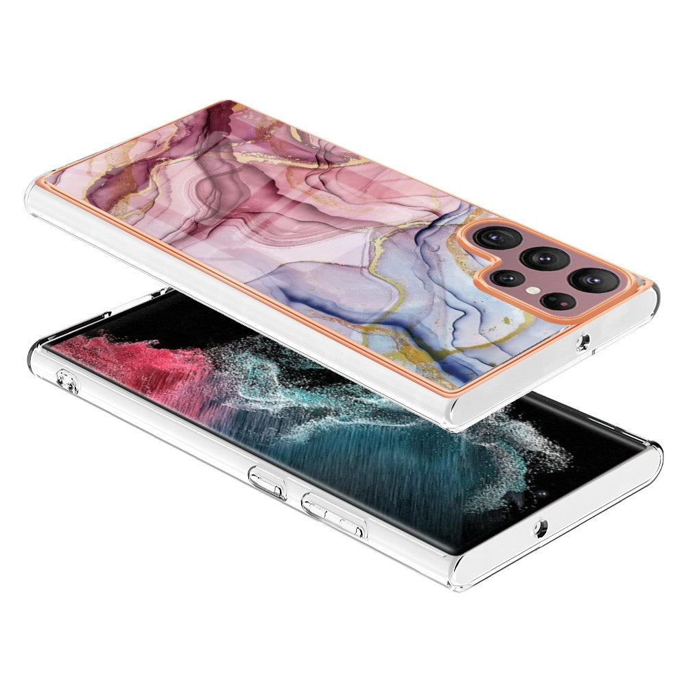 Galaxy S23 Ultra Schutzhülle – Mit Marmormuster 2,0 mm Galvanik-Rückseite