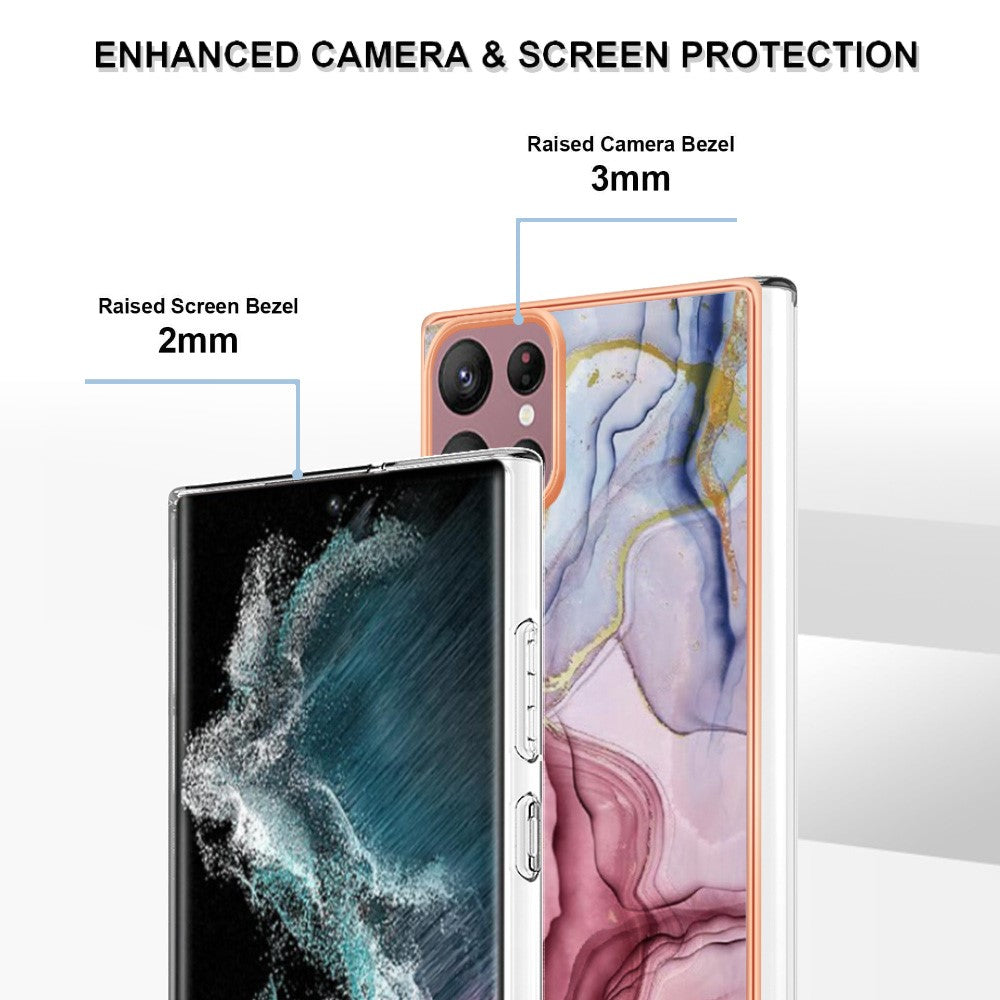 Galaxy S23 Ultra Schutzhülle – Mit Marmormuster 2,0 mm Galvanik-Rückseite