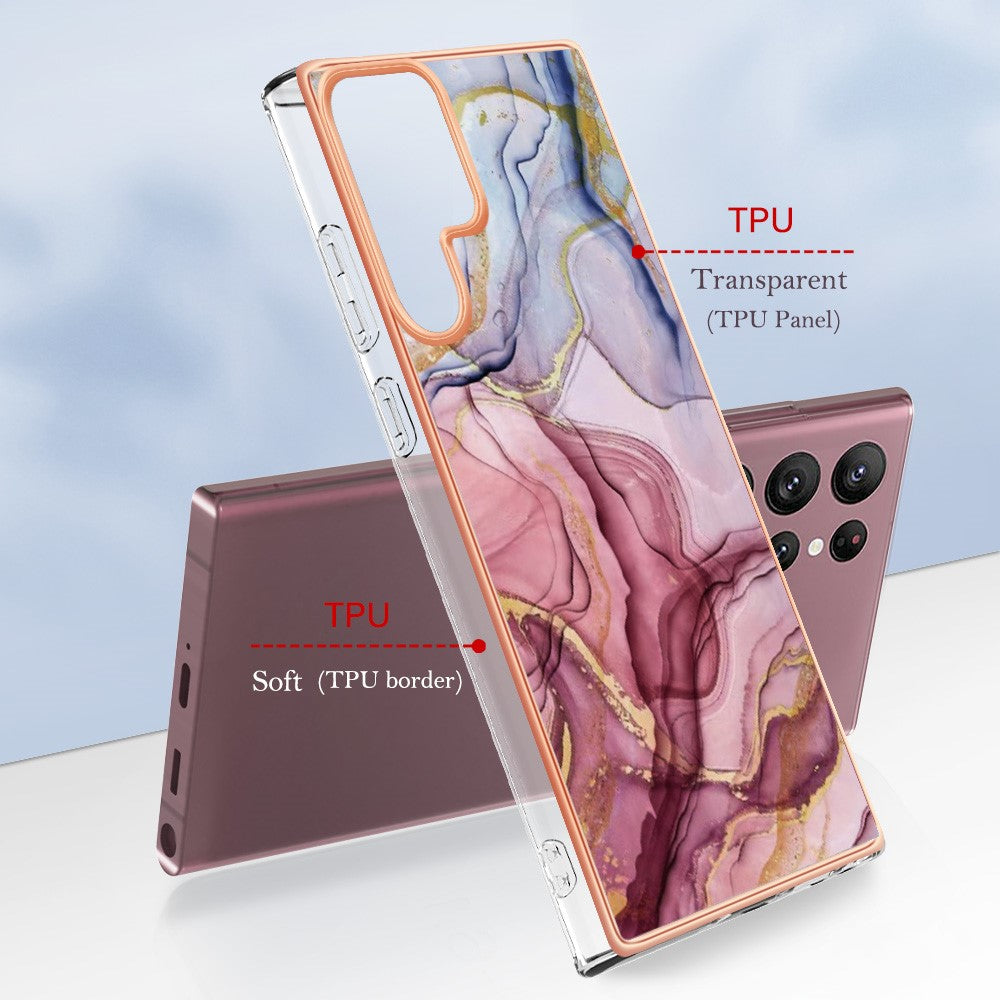 Galaxy S23 Ultra Schutzhülle – Mit Marmormuster 2,0 mm Galvanik-Rückseite