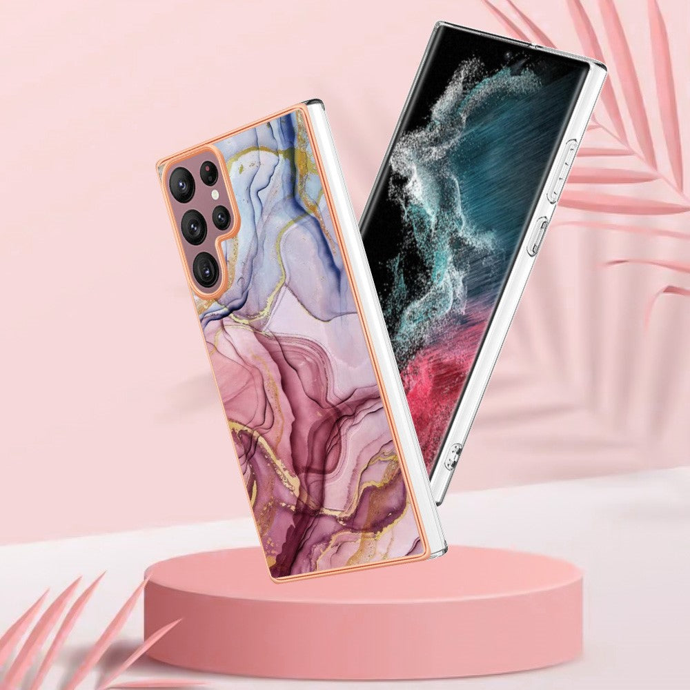 Galaxy S23 Ultra Schutzhülle – Mit Marmormuster 2,0 mm Galvanik-Rückseite