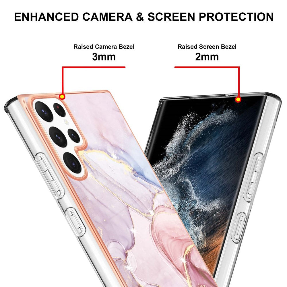 Galaxy S23 Ultra Schutzhülle – Mit Marmormuster 2,0 mm Galvanik-Rückseite
