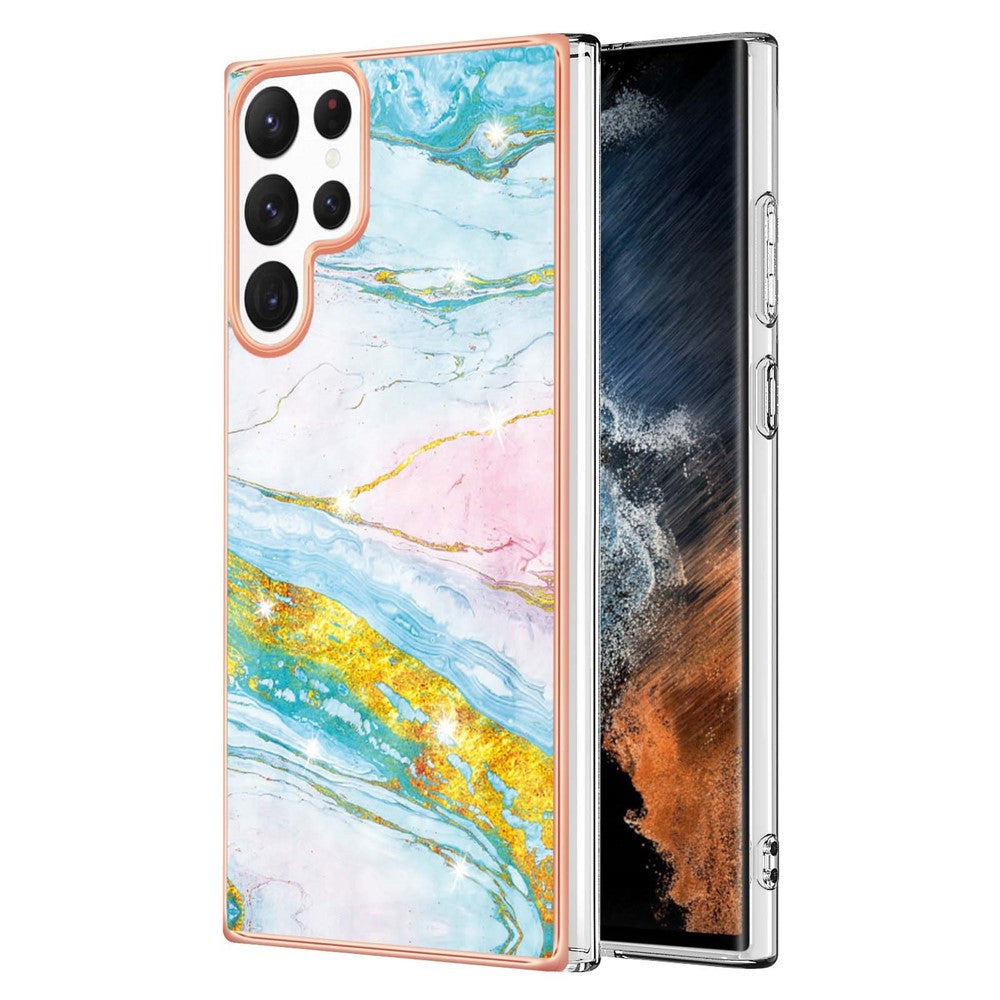 Galaxy S23 Ultra Schutzhülle – Mit Marmormuster 2,0 mm Galvanik-Rückseite