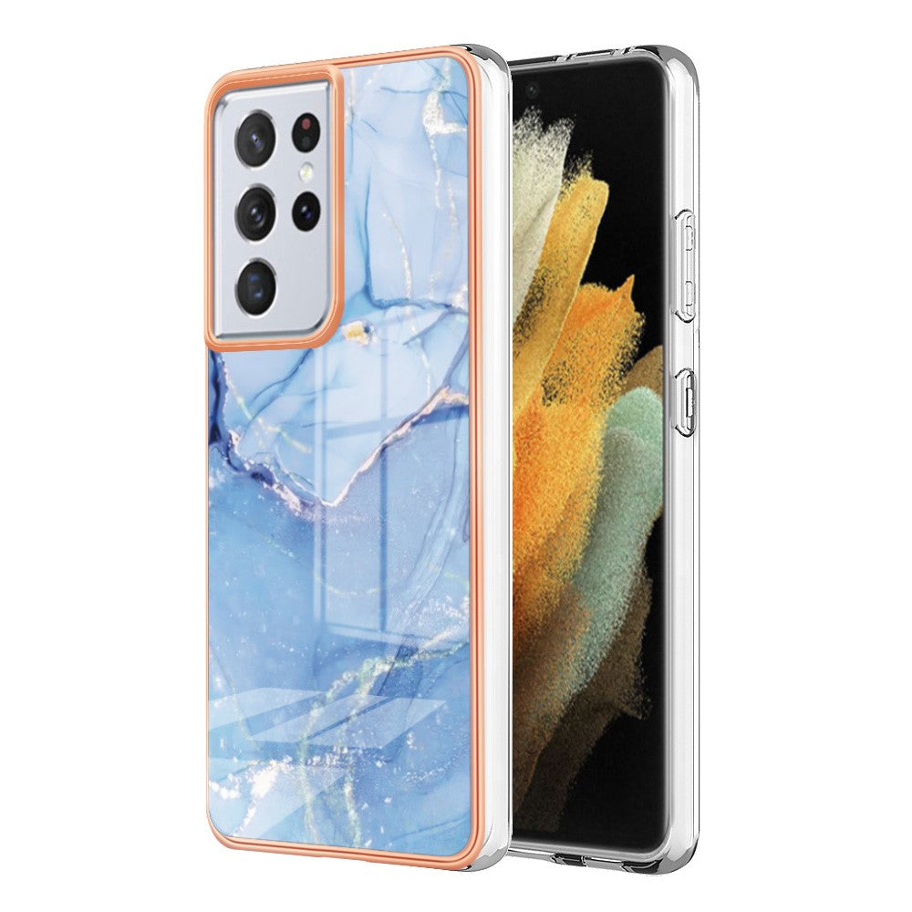 Galaxy S21 Ultra 5G Schutzhülle – Mit Marmormuster 2,0 mm Galvanik-Rückseite