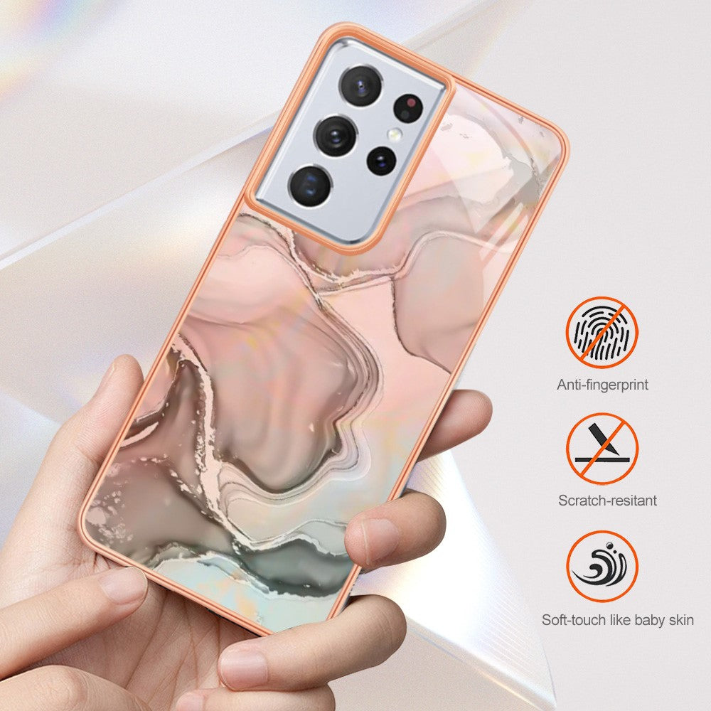 Galaxy S21 Ultra 5G Schutzhülle – Mit Marmormuster 2,0 mm Galvanik-Rückseite