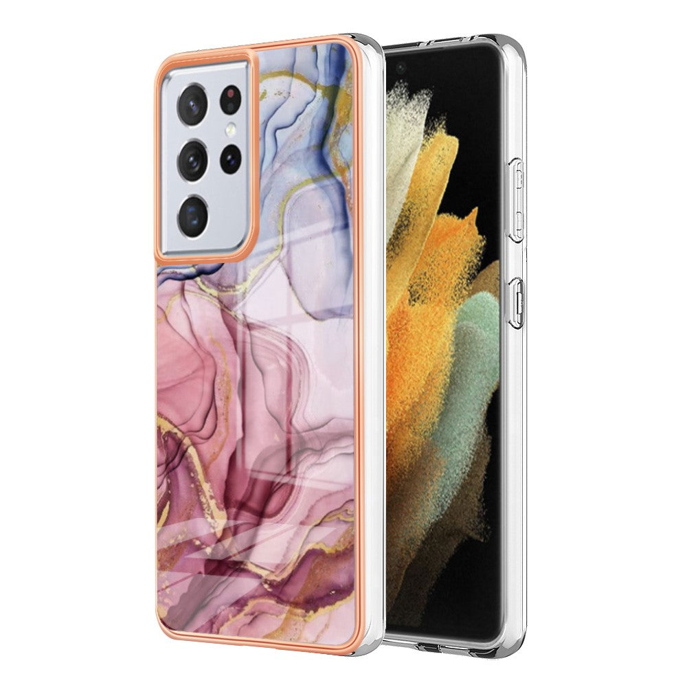 Galaxy S21 Ultra 5G Schutzhülle – Mit Marmormuster 2,0 mm Galvanik-Rückseite