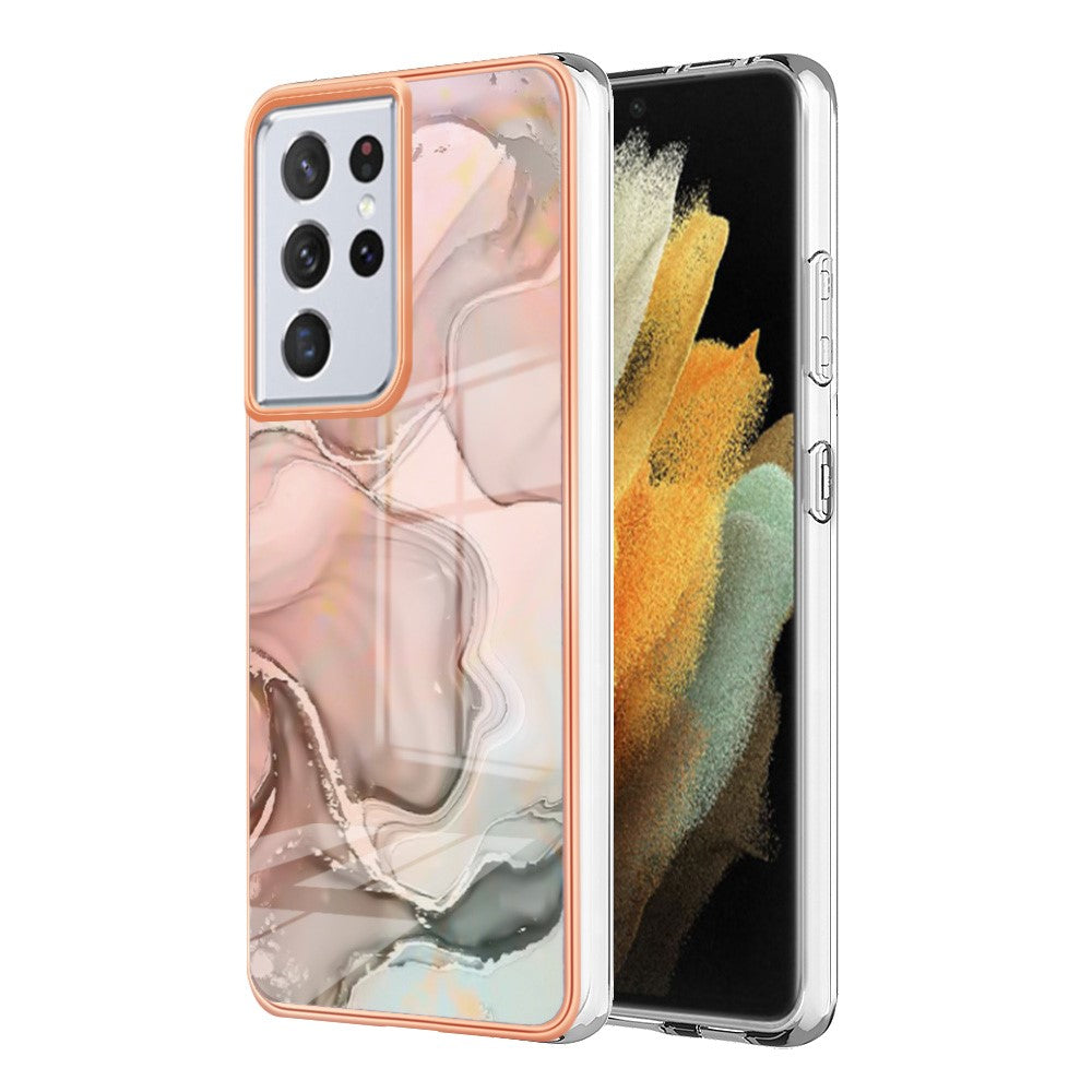 Galaxy S21 Ultra 5G Schutzhülle – Mit Marmormuster 2,0 mm Galvanik-Rückseite