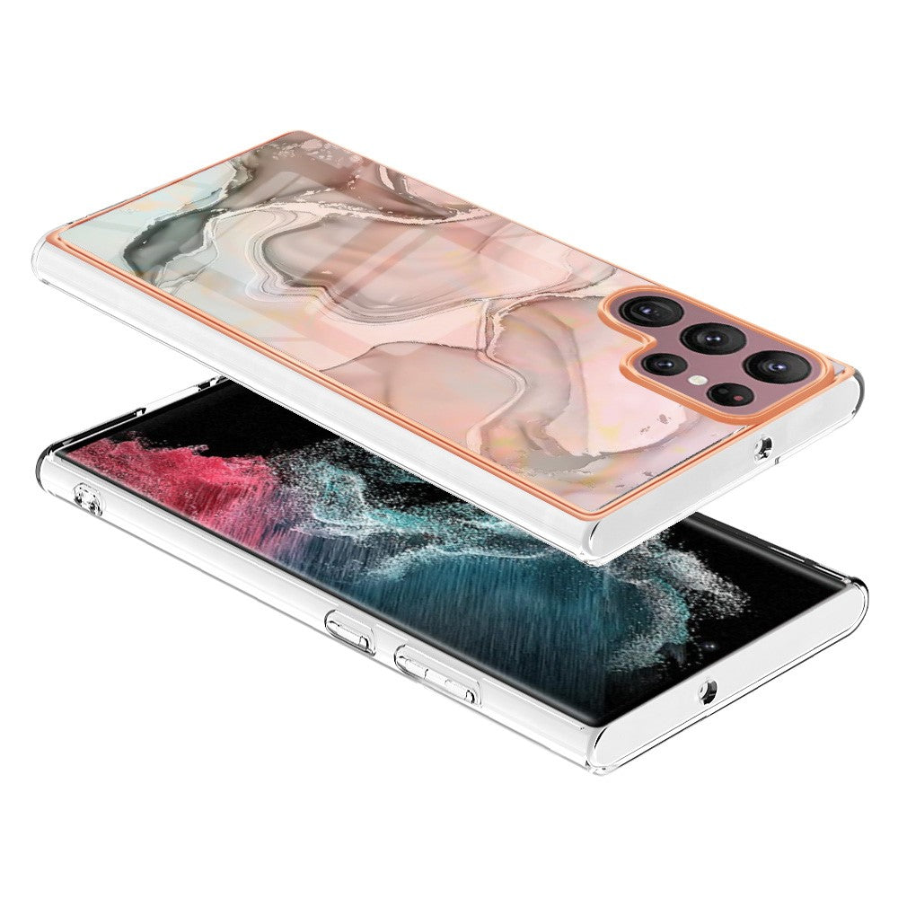 Galaxy S22 Ultra 5G Schutzhülle – Mit Marmormuster 2,0 mm Galvanik-Rückseite