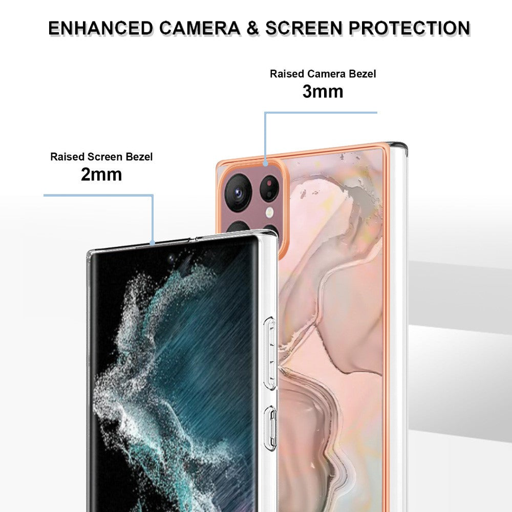 Galaxy S22 Ultra 5G Schutzhülle – Mit Marmormuster 2,0 mm Galvanik-Rückseite