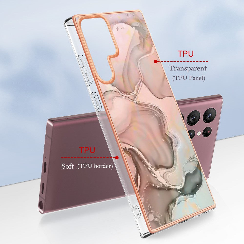 Galaxy S22 Ultra 5G Schutzhülle – Mit Marmormuster 2,0 mm Galvanik-Rückseite