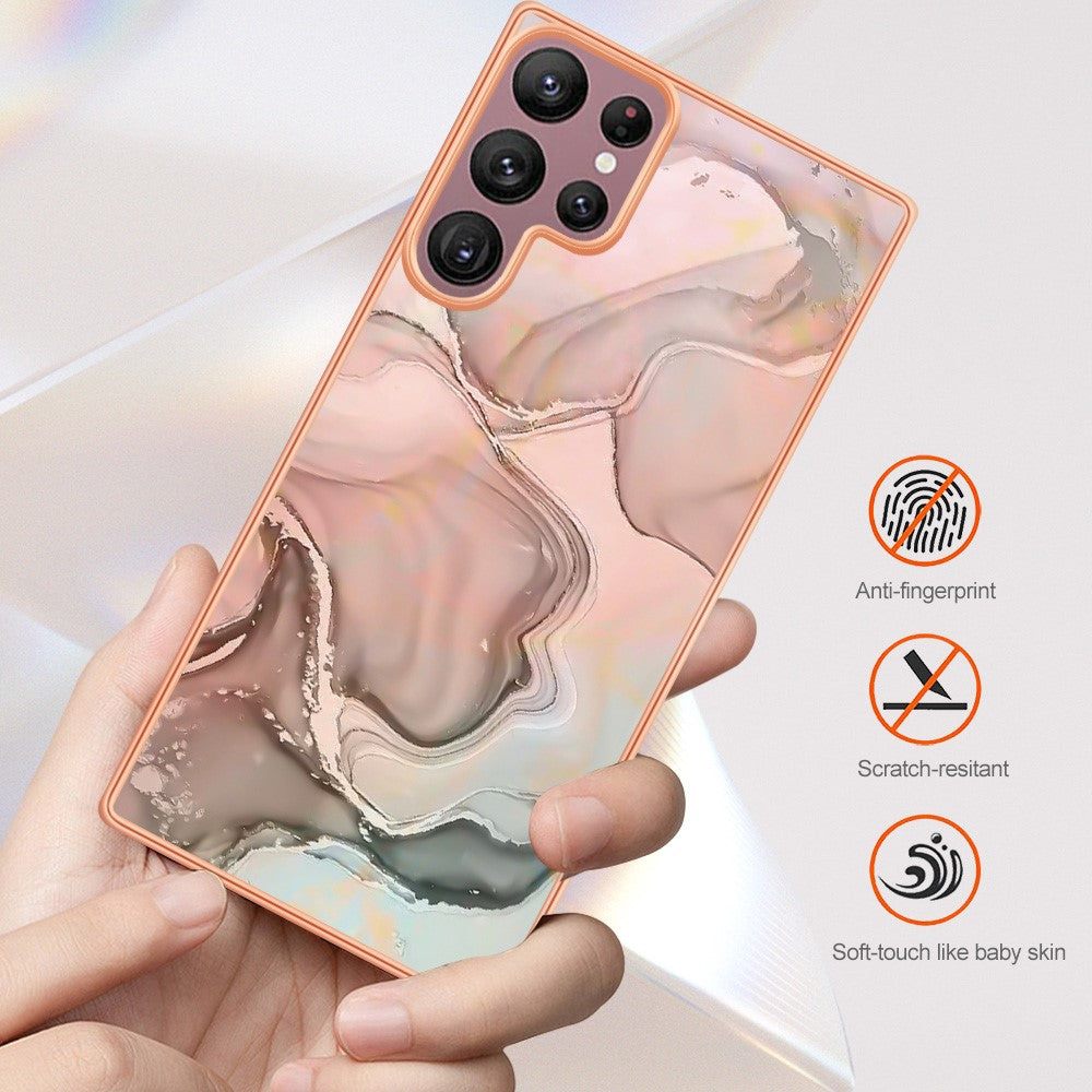 Galaxy S22 Ultra 5G Schutzhülle – Mit Marmormuster 2,0 mm Galvanik-Rückseite