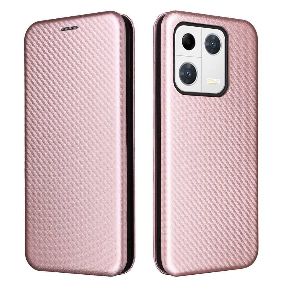 For Xiaomi 13 Pro 5G Drop Protection PU Leather Phone Case Card Slot Stand Carbon Fiber Texture Magnetic Flip Cover