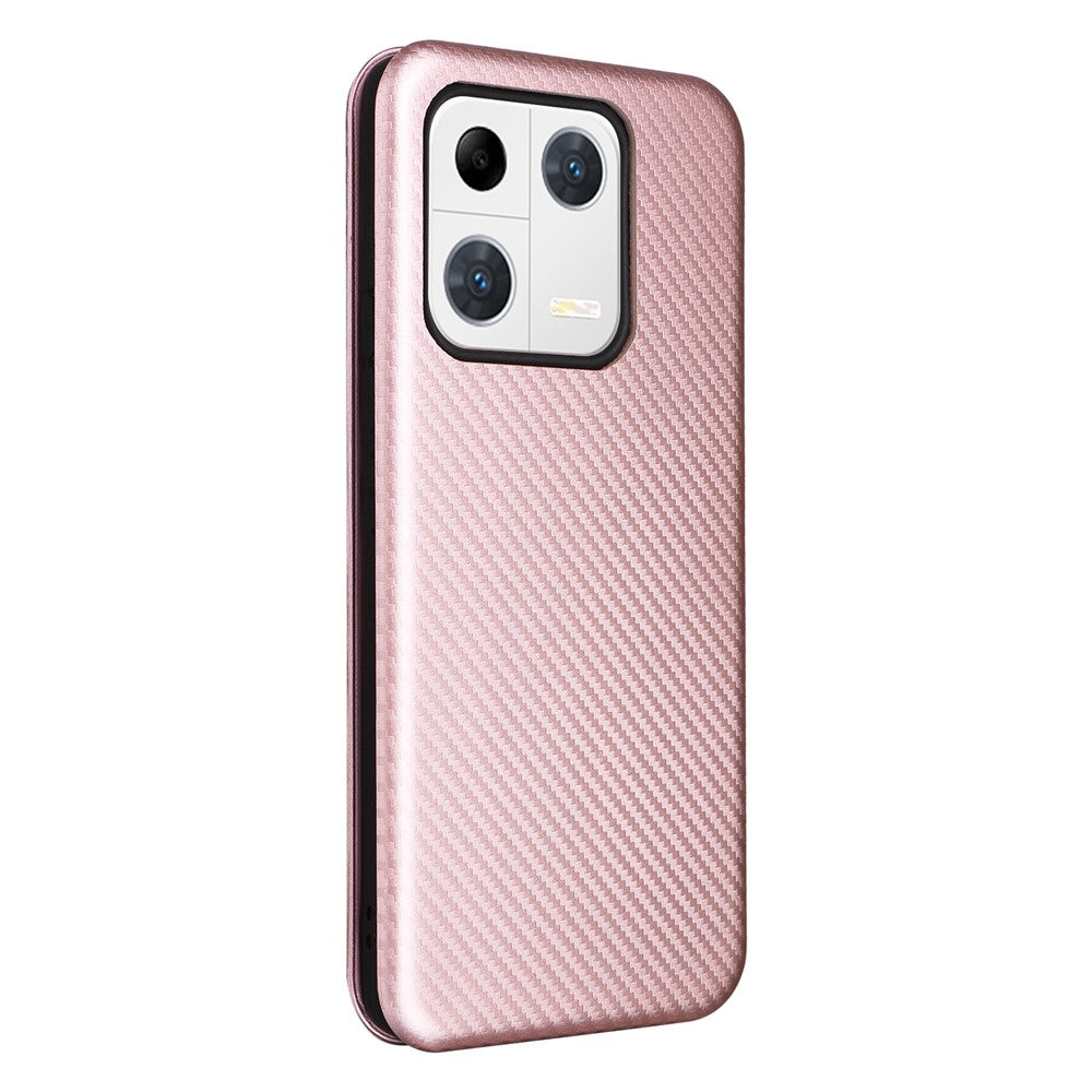 For Xiaomi 13 Pro 5G Drop Protection PU Leather Phone Case Card Slot Stand Carbon Fiber Texture Magnetic Flip Cover