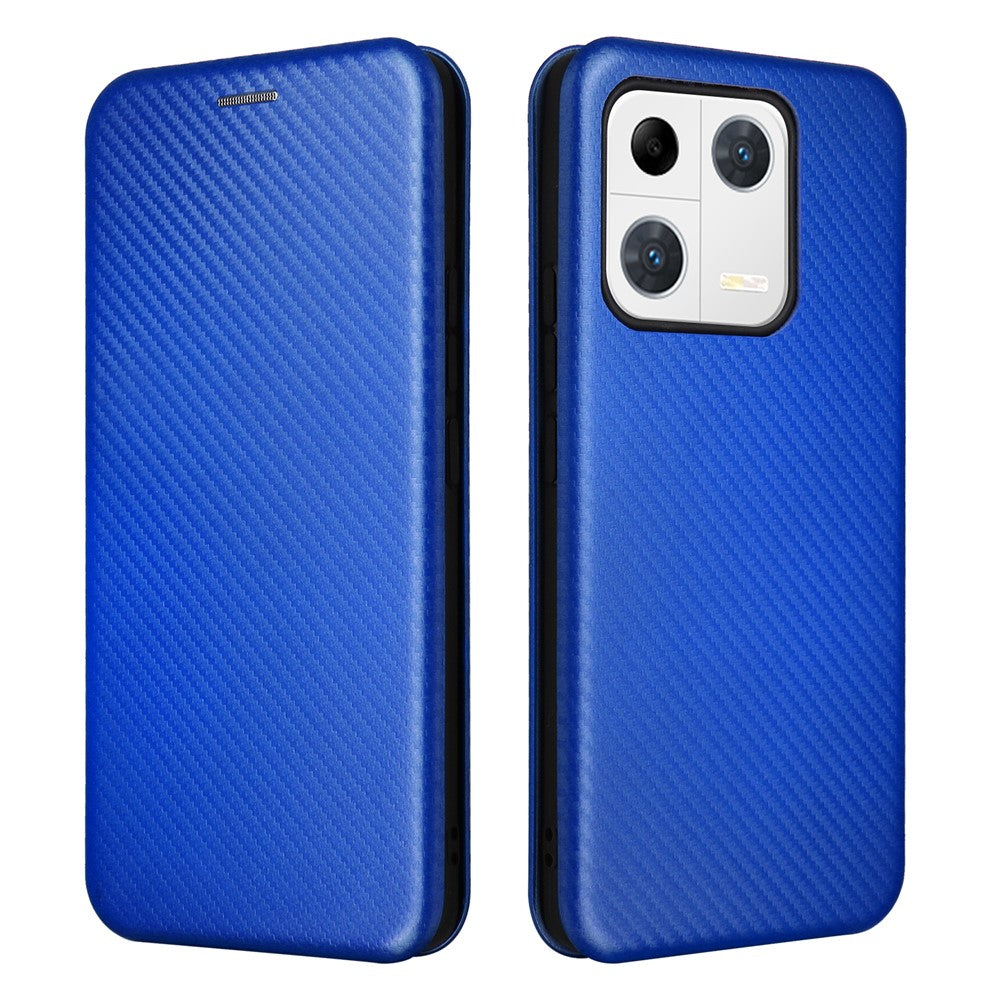 For Xiaomi 13 Pro 5G Drop Protection PU Leather Phone Case Card Slot Stand Carbon Fiber Texture Magnetic Flip Cover