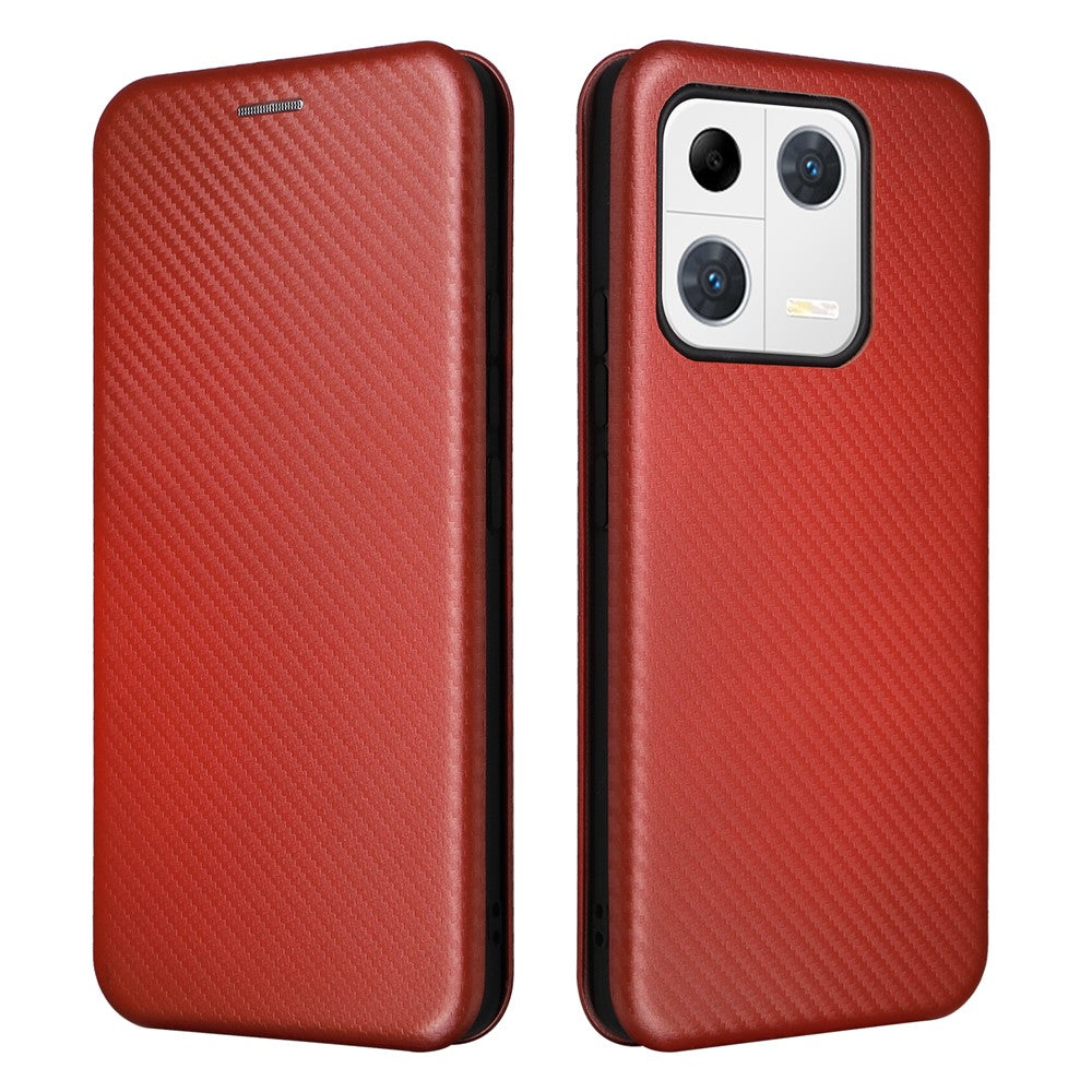 For Xiaomi 13 Pro 5G Drop Protection PU Leather Phone Case Card Slot Stand Carbon Fiber Texture Magnetic Flip Cover