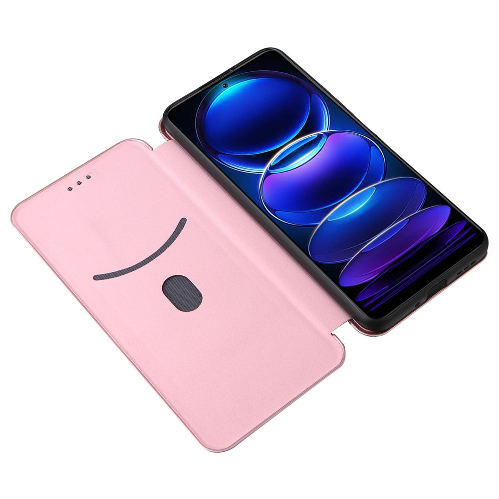 For Xiaomi Redmi Note 12 5G (Global) / (India) / (China) / Poco X5 5G Carbon Fiber Texture Magnetic PU Leather Phone Case Card Slot Stand Flip Cover