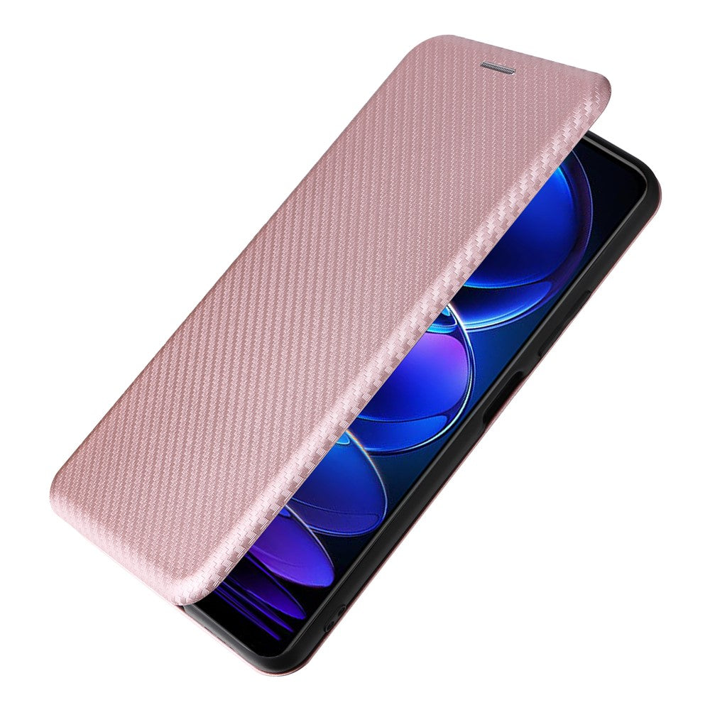 For Xiaomi Redmi Note 12 5G (Global) / (India) / (China) / Poco X5 5G Carbon Fiber Texture Magnetic PU Leather Phone Case Card Slot Stand Flip Cover