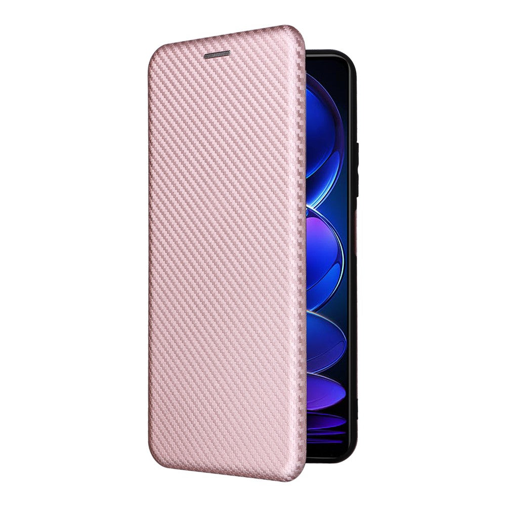 For Xiaomi Redmi Note 12 5G (Global) / (India) / (China) / Poco X5 5G Carbon Fiber Texture Magnetic PU Leather Phone Case Card Slot Stand Flip Cover