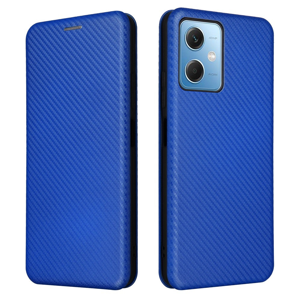 For Xiaomi Redmi Note 12 5G (Global) / (India) / (China) / Poco X5 5G Carbon Fiber Texture Magnetic PU Leather Phone Case Card Slot Stand Flip Cover