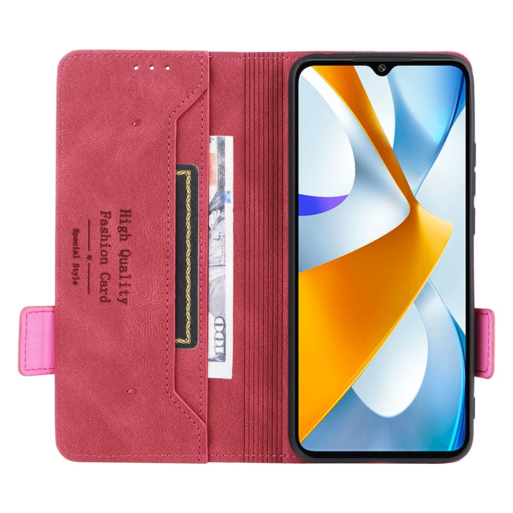For Xiaomi Poco C40 4G Hardware Decor Phone Cover Dual Magnetic Clasp Wallet Stand PU Leather Anti-drop Case