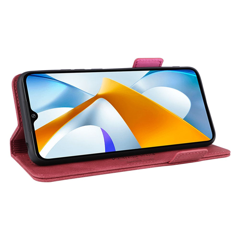 For Xiaomi Poco C40 4G Hardware Decor Phone Cover Dual Magnetic Clasp Wallet Stand PU Leather Anti-drop Case