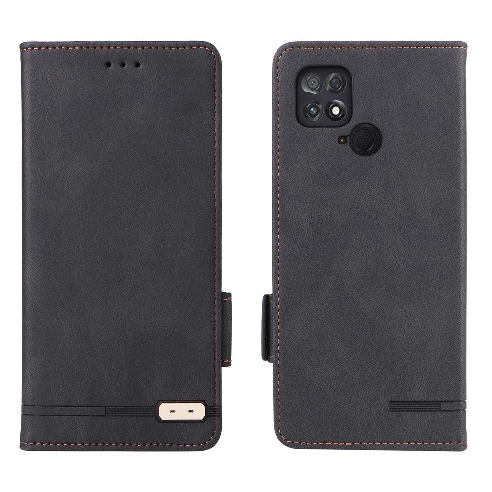 For Xiaomi Poco C40 4G Hardware Decor Phone Cover Dual Magnetic Clasp Wallet Stand PU Leather Anti-drop Case