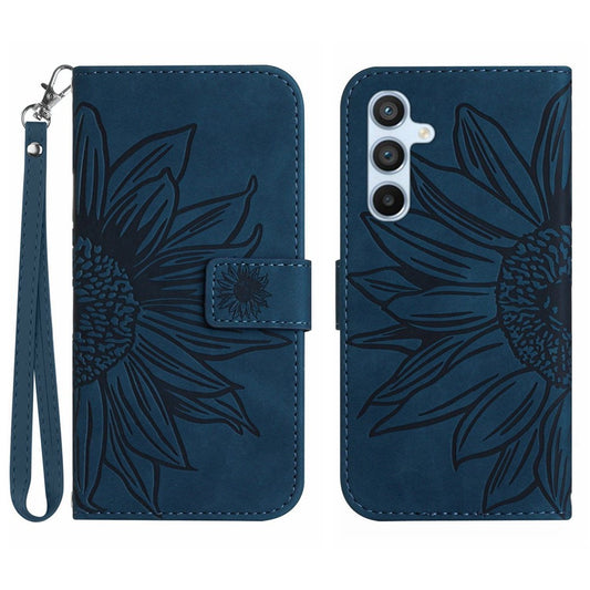 Galaxy A34 5G Wallet-Hülle – Sonnenblume aufgedruckt, mit Ständer & Riemen