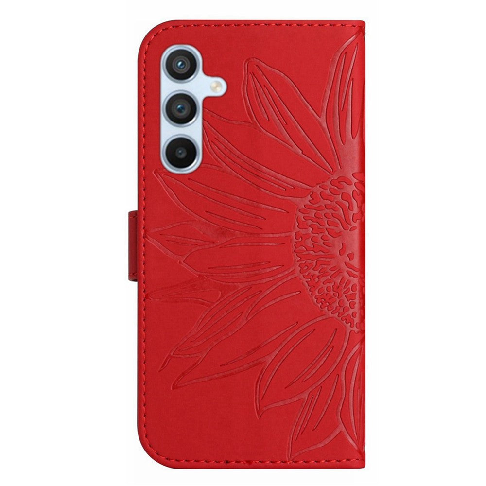 Galaxy A34 5G Wallet-Hülle – Sonnenblume aufgedruckt, mit Ständer & Riemen