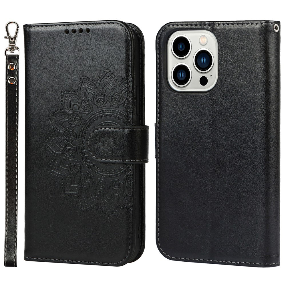 iPhone 14 Pro Wallet-Hülle – Mit Musterdruck, Kartenfächer & Riemen