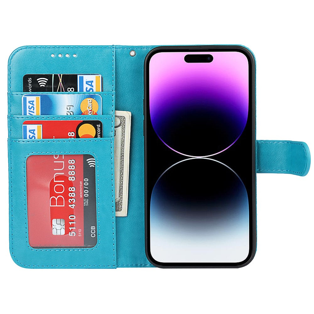 iPhone 14 Pro Max Wallet-Hülle – Mit Musterdruck, Kartenfächer & Riemen