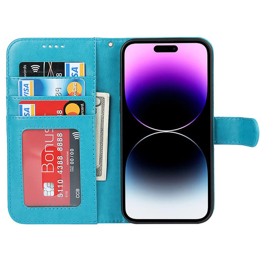 iPhone 14 Pro Max Wallet-Hülle – Mit Musterdruck, Kartenfächer & Riemen