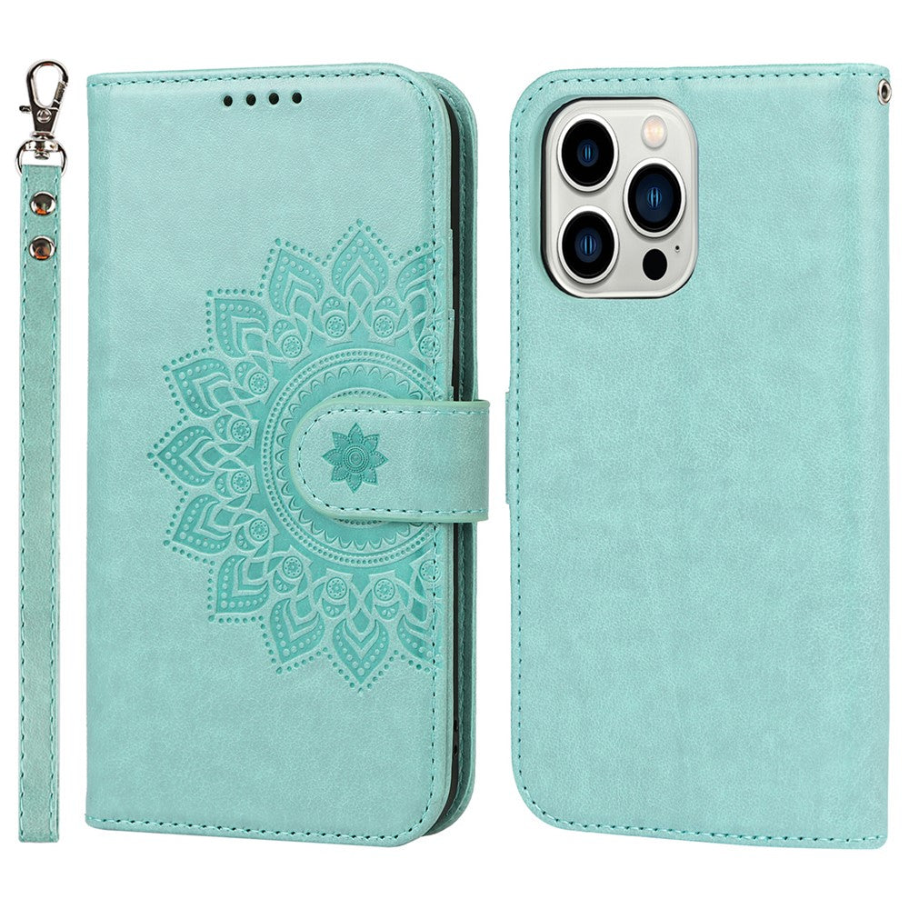 iPhone 14 Pro Max Wallet-Hülle – Mit Musterdruck, Kartenfächer & Riemen