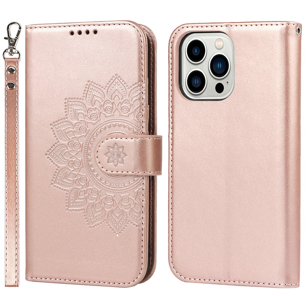 iPhone 14 Pro Max Wallet-Hülle – Mit Musterdruck, Kartenfächer & Riemen