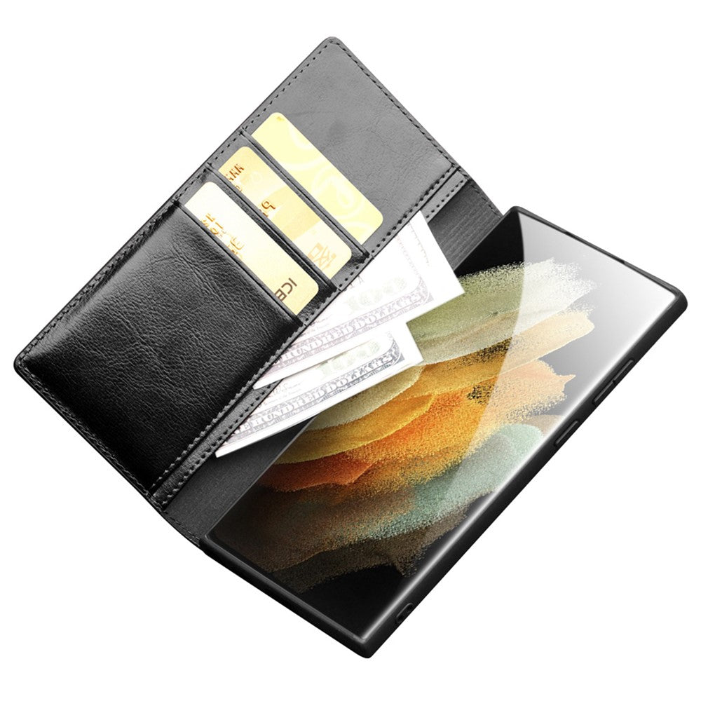Galaxy S23 Ultra Echtleder-Handyhülle – Geldbörse & Standfunktion