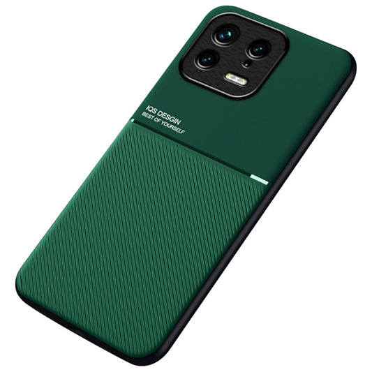 Xiaomi 13 Handyhülle – Back Shell 5G, sturzsichere Linien bedrucktes PU-Leder + TPU-, Kfz-Halterung, Metallblech-Smartphone