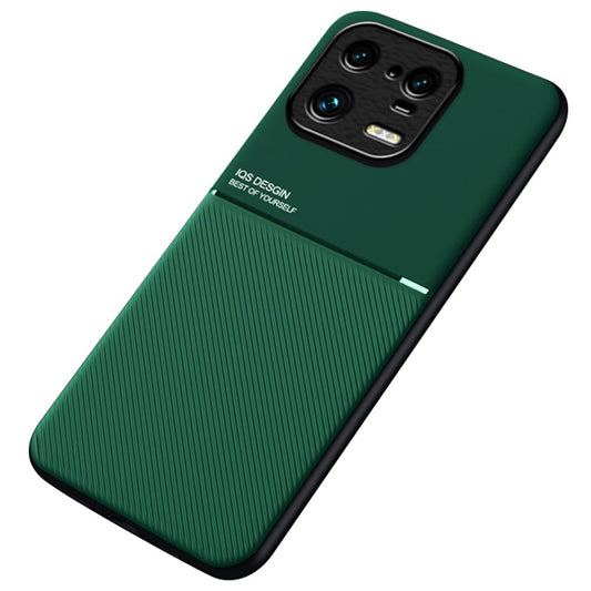 Xiaomi 13 Pro 5G Handyhülle – Back Shell Stoßsichere, mit Linien bedruckte aus PU-Leder + TPU, Kfz-Halterung, Smartphone- aus Metallblech