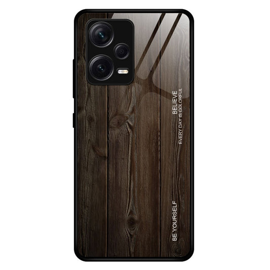 Xiaomi Redmi Note 12 Pro+ 5G Handyhülle – Rückenschutz, Holzmuster, gehärtete Glasschale, sturzsichere , TPU-Rahmen