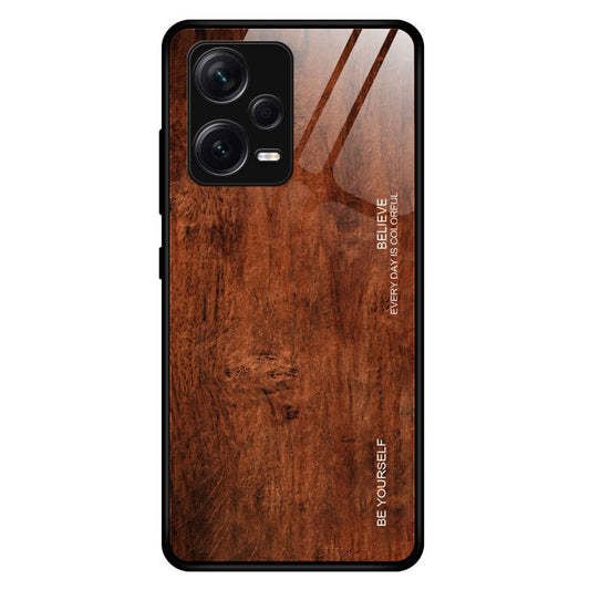 Xiaomi Redmi Note 12 Pro+ 5G Handyhülle – Rückenschutz, Holzmuster, gehärtete Glasschale, sturzsichere , TPU-Rahmen
