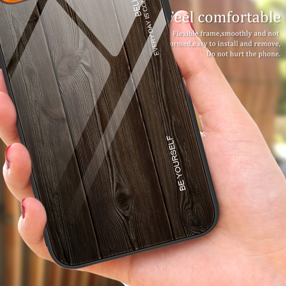For Xiaomi Redmi Note 12 Pro+ 5G Back Protector Wooden Pattern Tempered Glass Shell Drop Resistant Phone Case TPU Frame Protective Cover