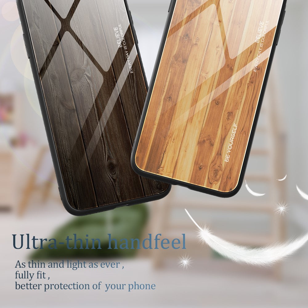 For Xiaomi Redmi Note 12 Pro+ 5G Back Protector Wooden Pattern Tempered Glass Shell Drop Resistant Phone Case TPU Frame Protective Cover